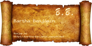 Bartha Benjámin névjegykártya